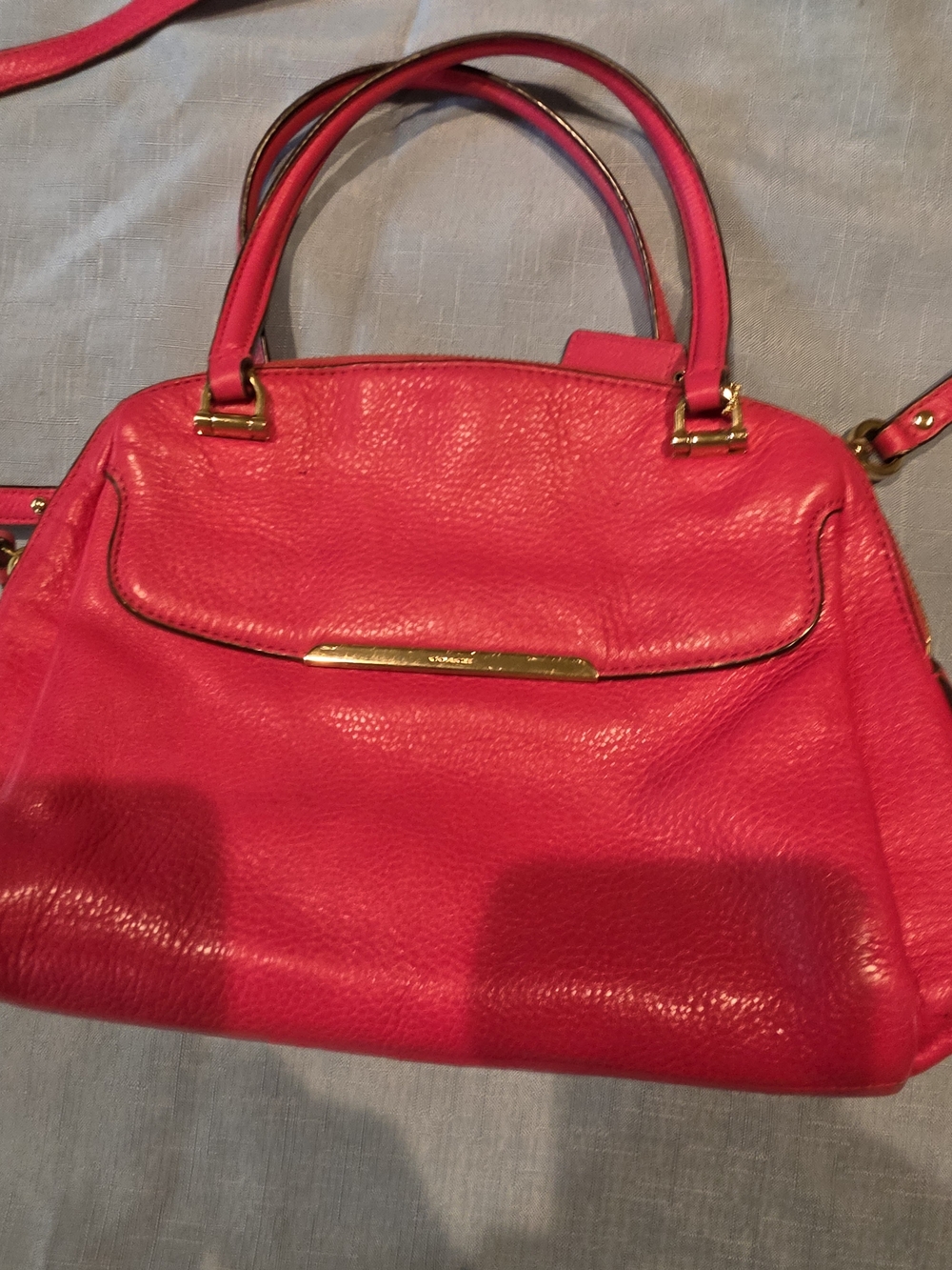 Coach Hot Pink Leather Satchel with Gold Hardware